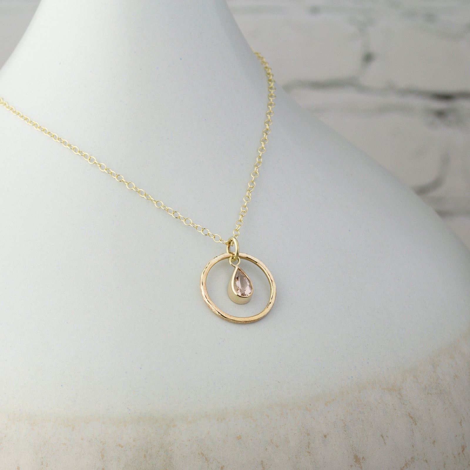 Caldera Pera Morganite Gold Pendant