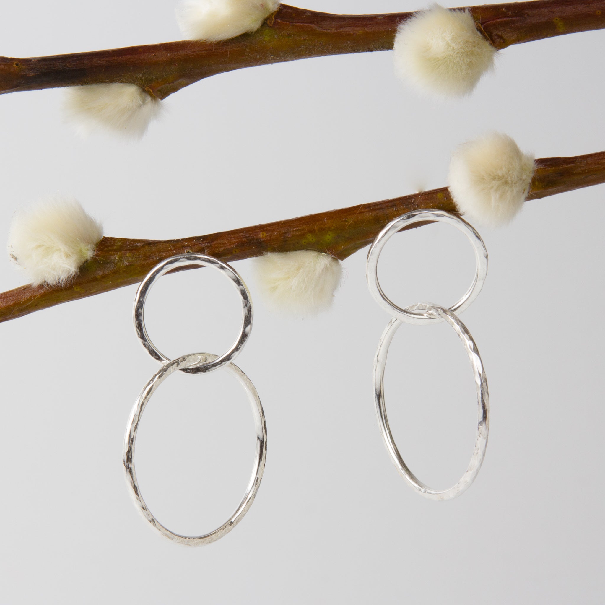 Caldera Cirque Enlace Silver Stud Drop Earrings