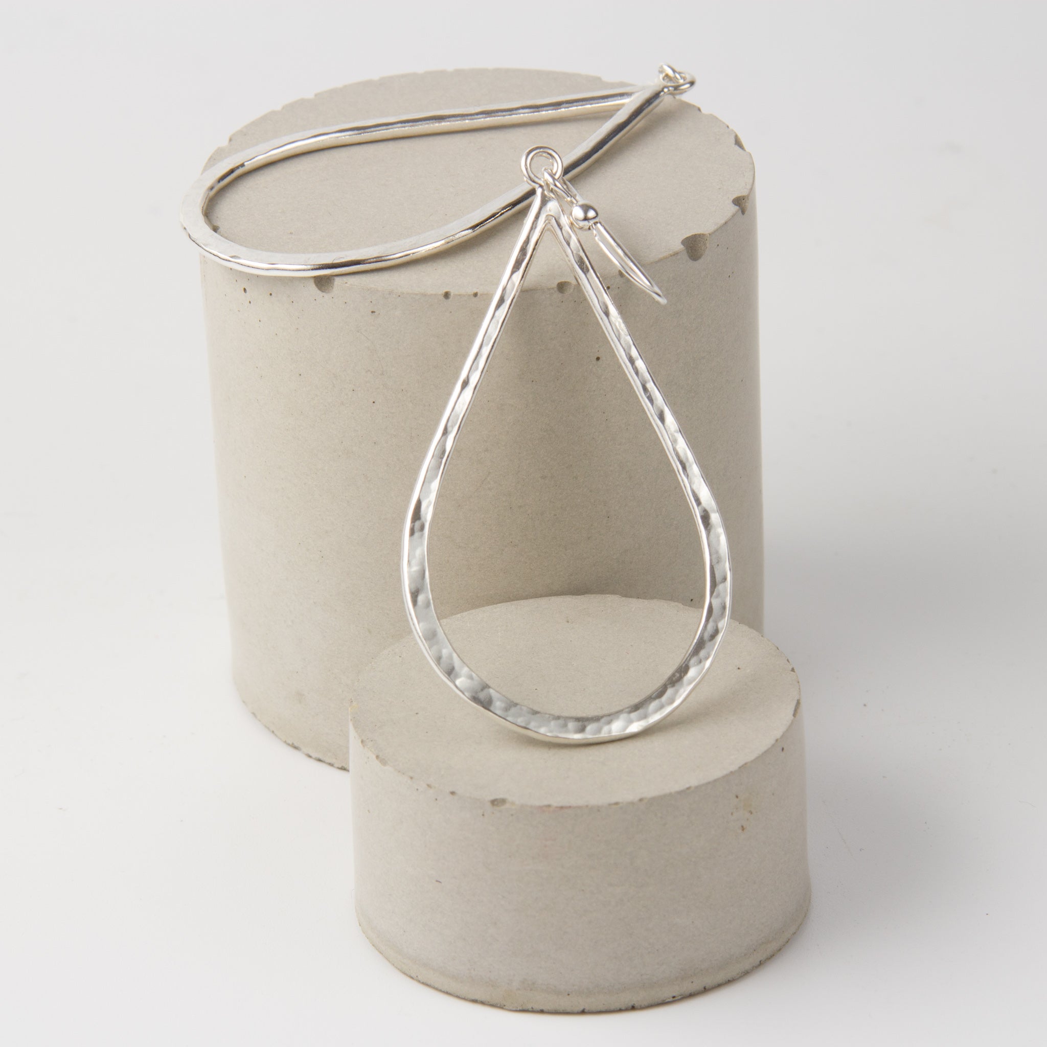 Caldera Perla Grande Large Teardrop Shaped Silver Earrings