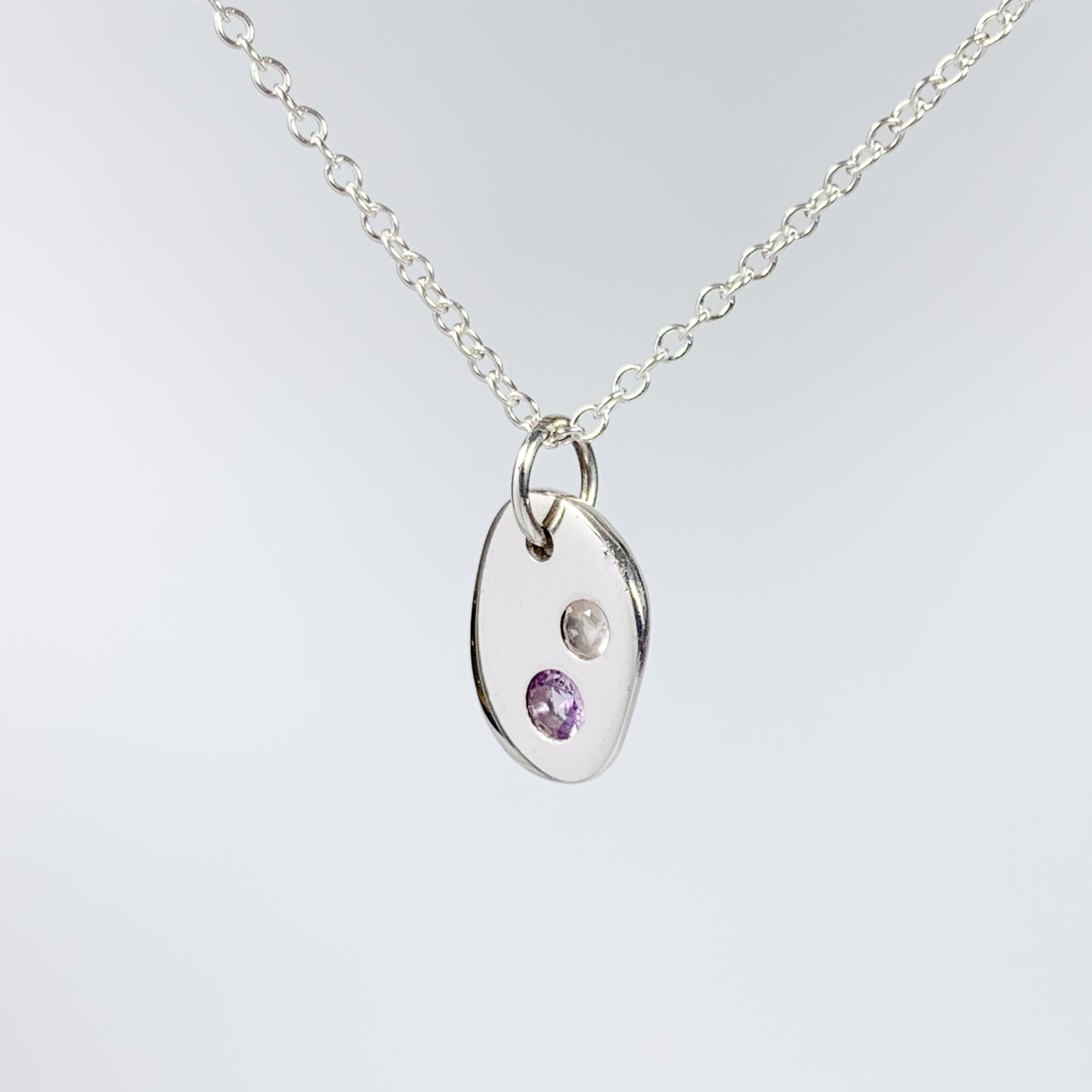 Coast Charm Pendant with Amethyst and Rose Quartz