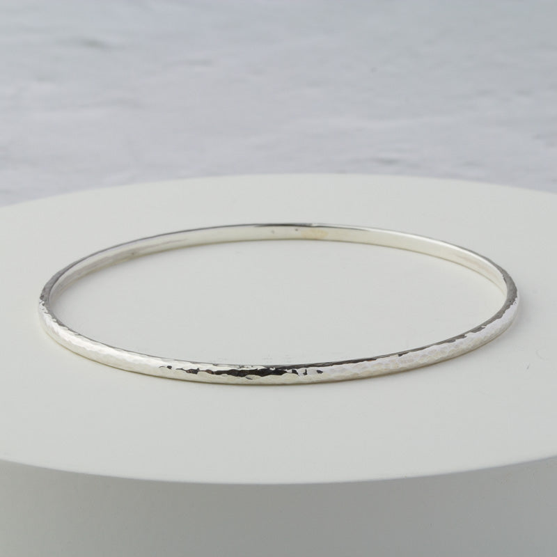 Mezza Hammered Silver Stacking Bangle