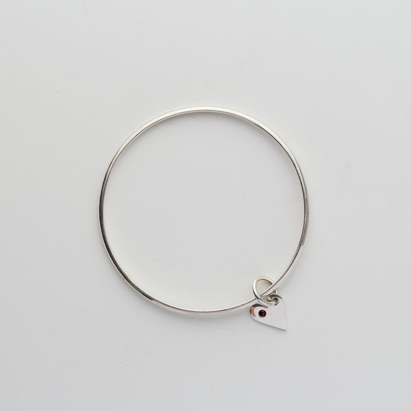 Tallulah Silver Ruby Heart Bangle