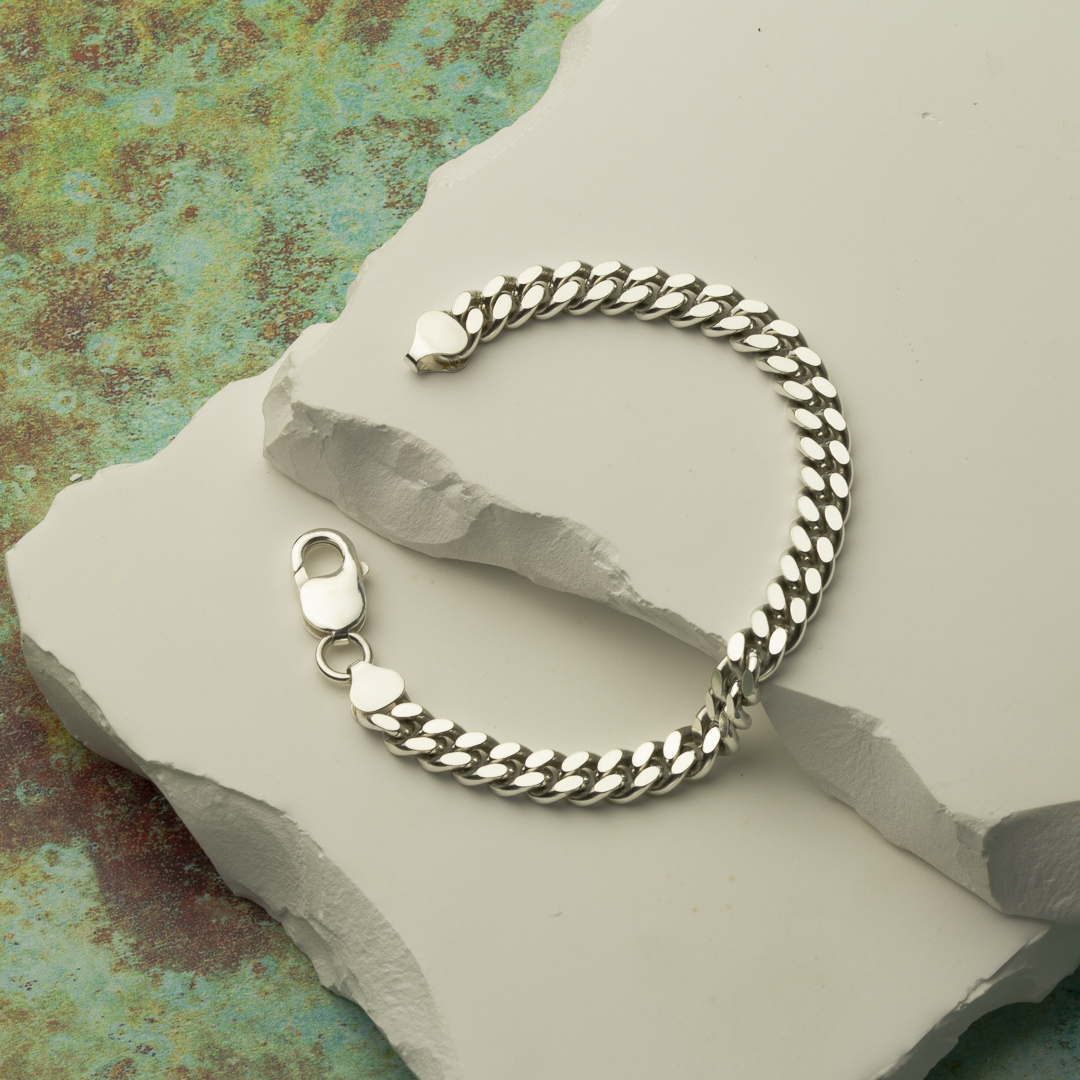 Men's Silver Heavy Curb Chain Bracelet