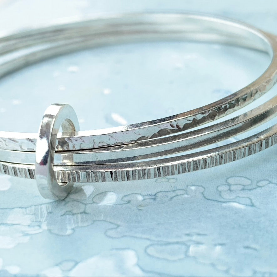 Artisan Trio of outlet Connected Silver Bangle Bracelets