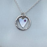 Caldera Heart Pendant Necklace Set with Mid Purple Amethyst Gemstone - February Birthstone