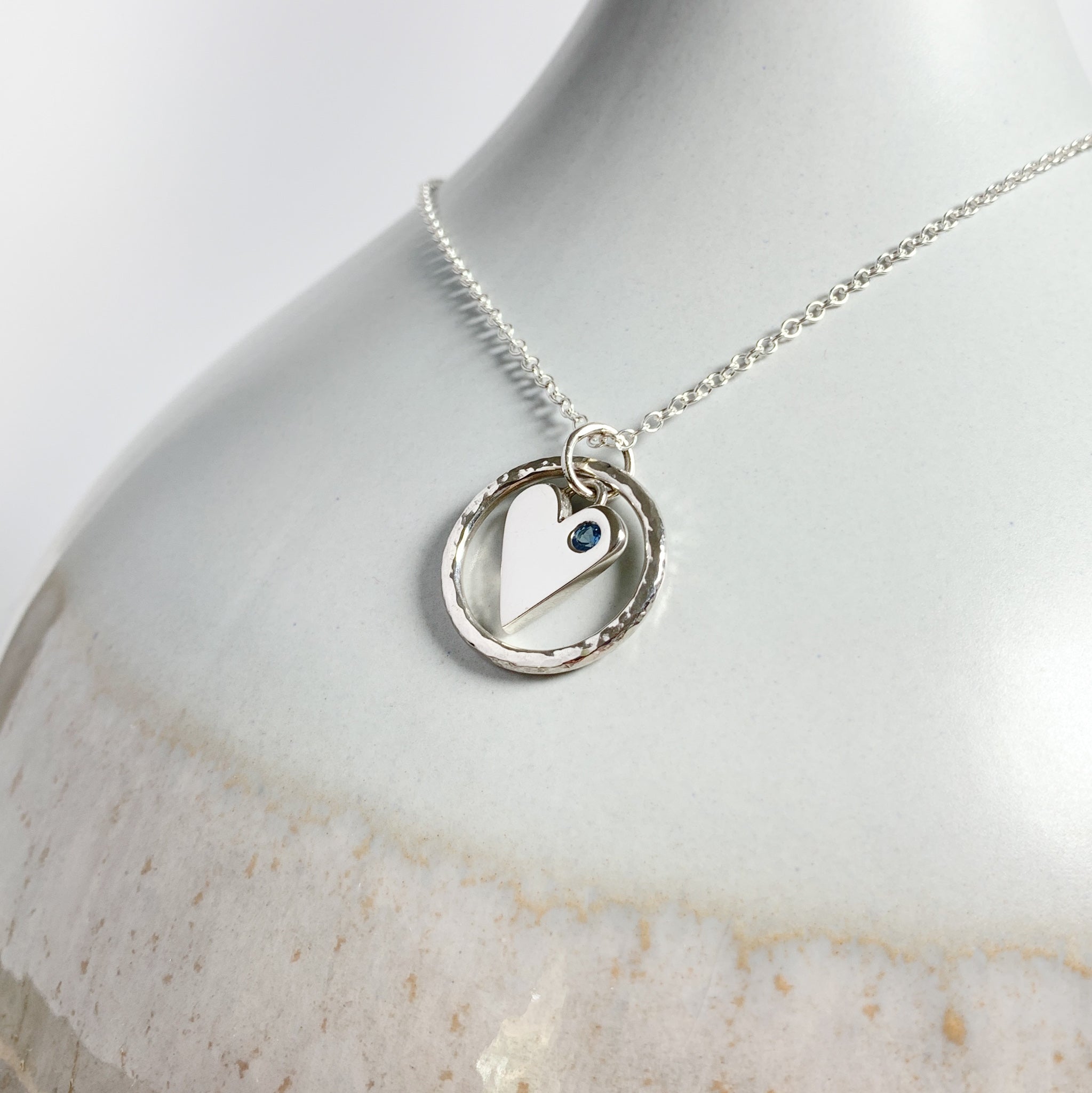 Caldera Amor Blue Sapphire Heart Pendant Necklace