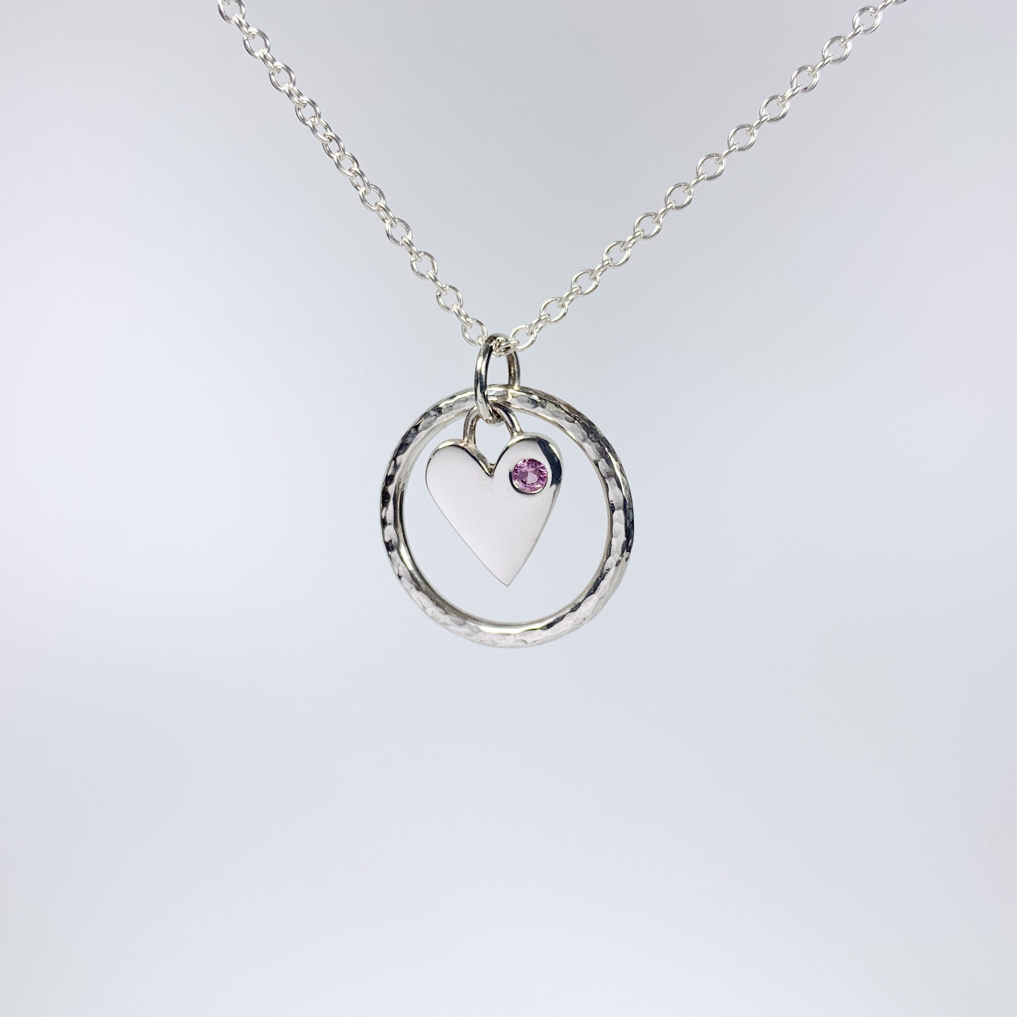 Caldera Amor Pink Sapphire Heart Pendant Necklace