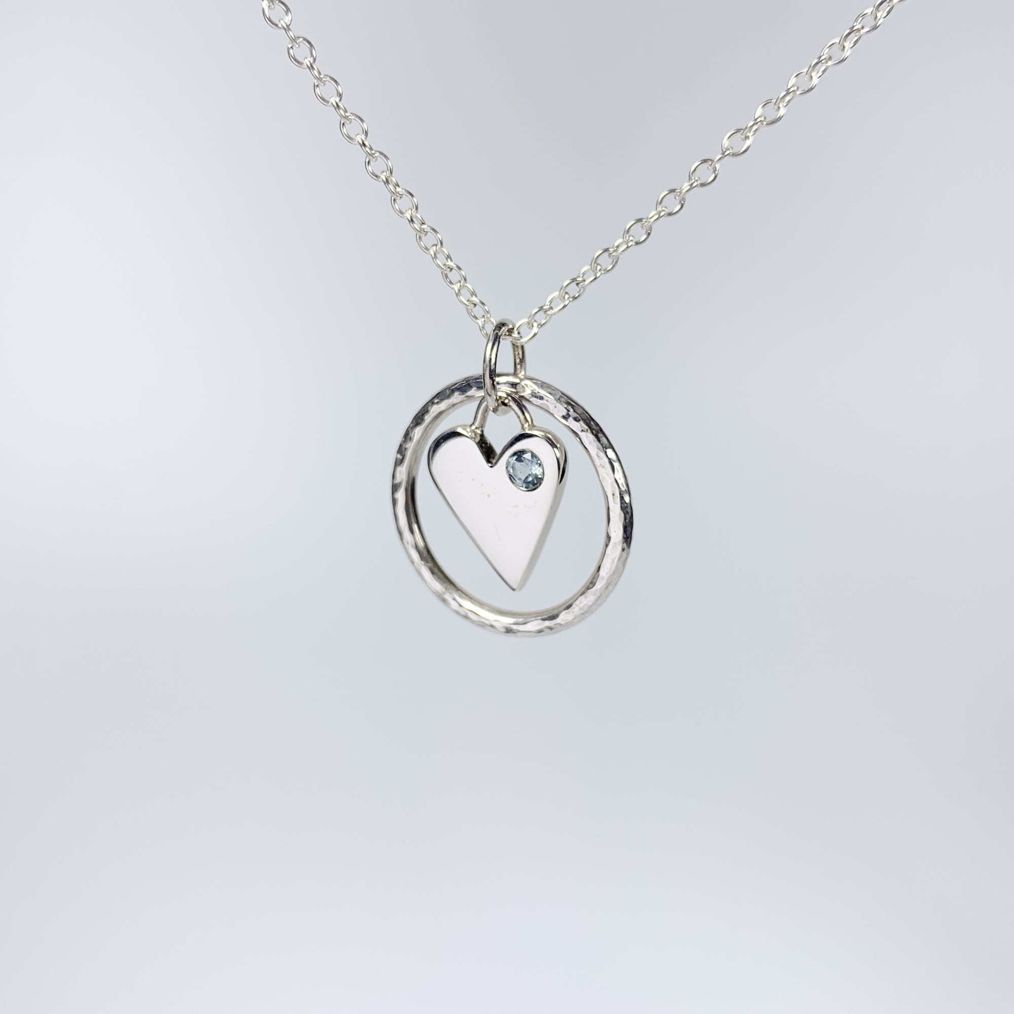 Caldera Amor Sky Blue Topaz Heart Pendant Necklace