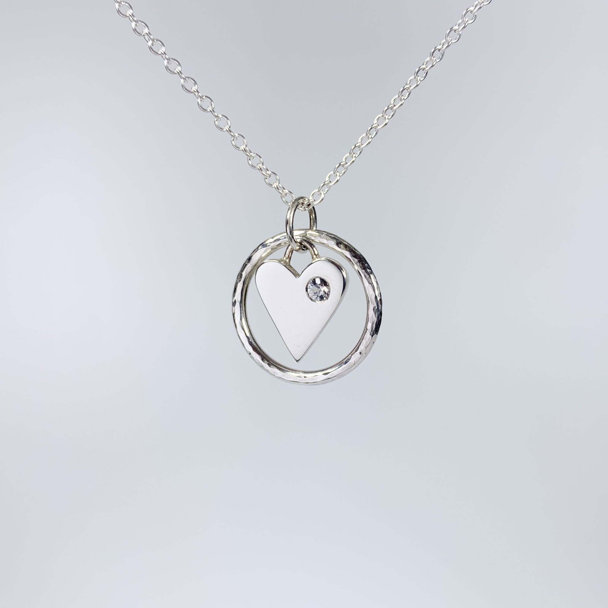 Caldera Amor White Sapphire Heart Pendant Necklace
