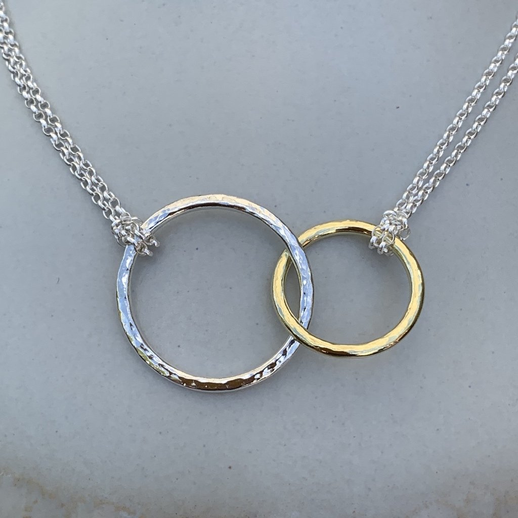 Caldera Doppia Duet- handmade gold and silver necklace