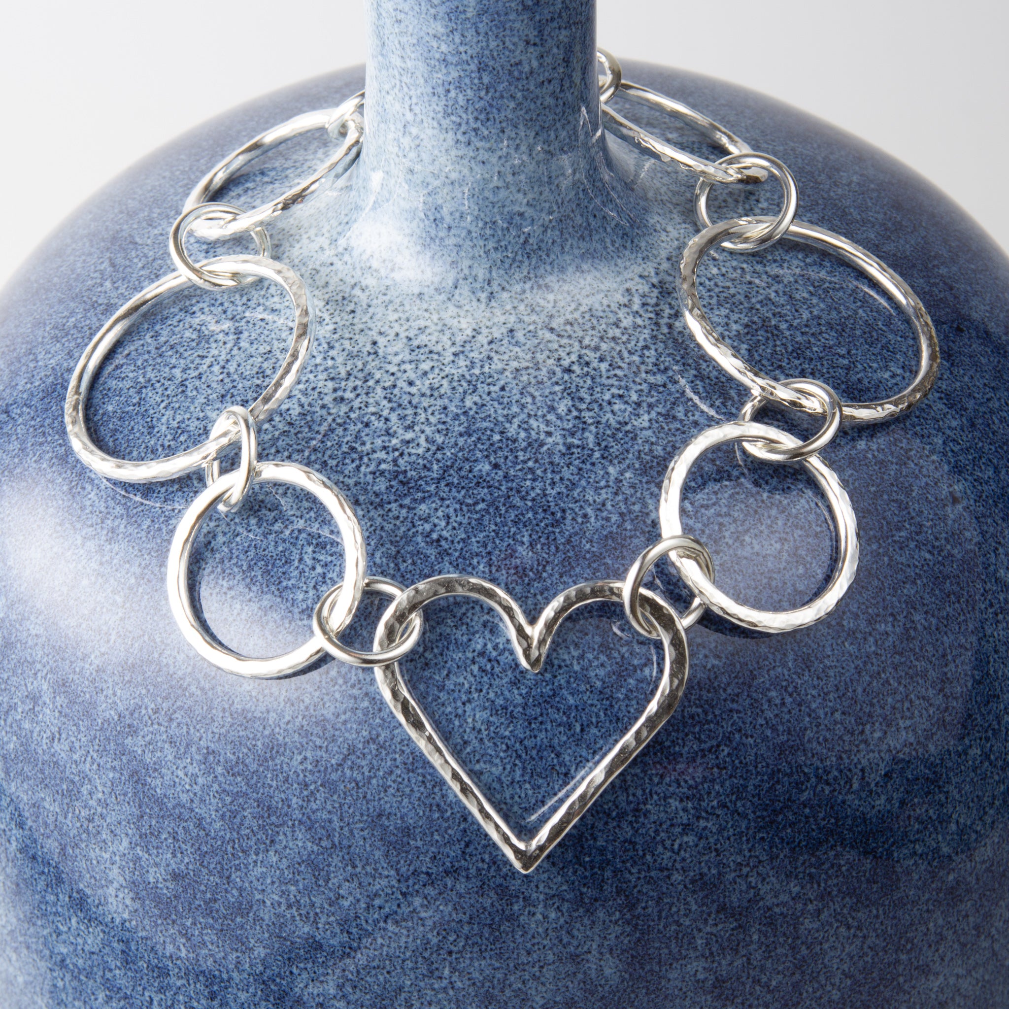 Caldera Corazon Large Link Silver Heart Bracelet
