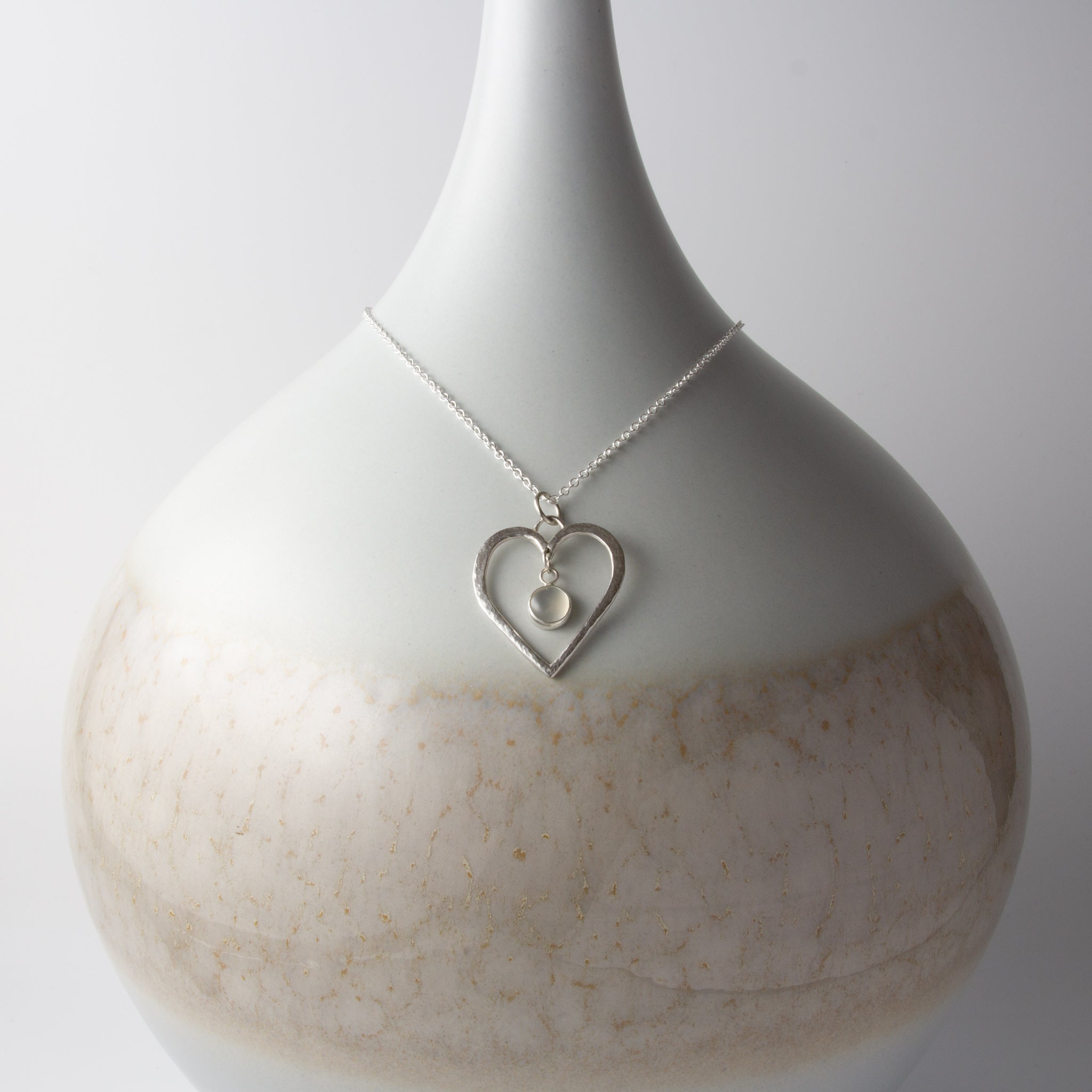 Caldera Corazon Silver Heart Moonstone Pendant Necklace