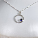 Caldera Eclissi Blue Sapphire Silver Pendant Necklace