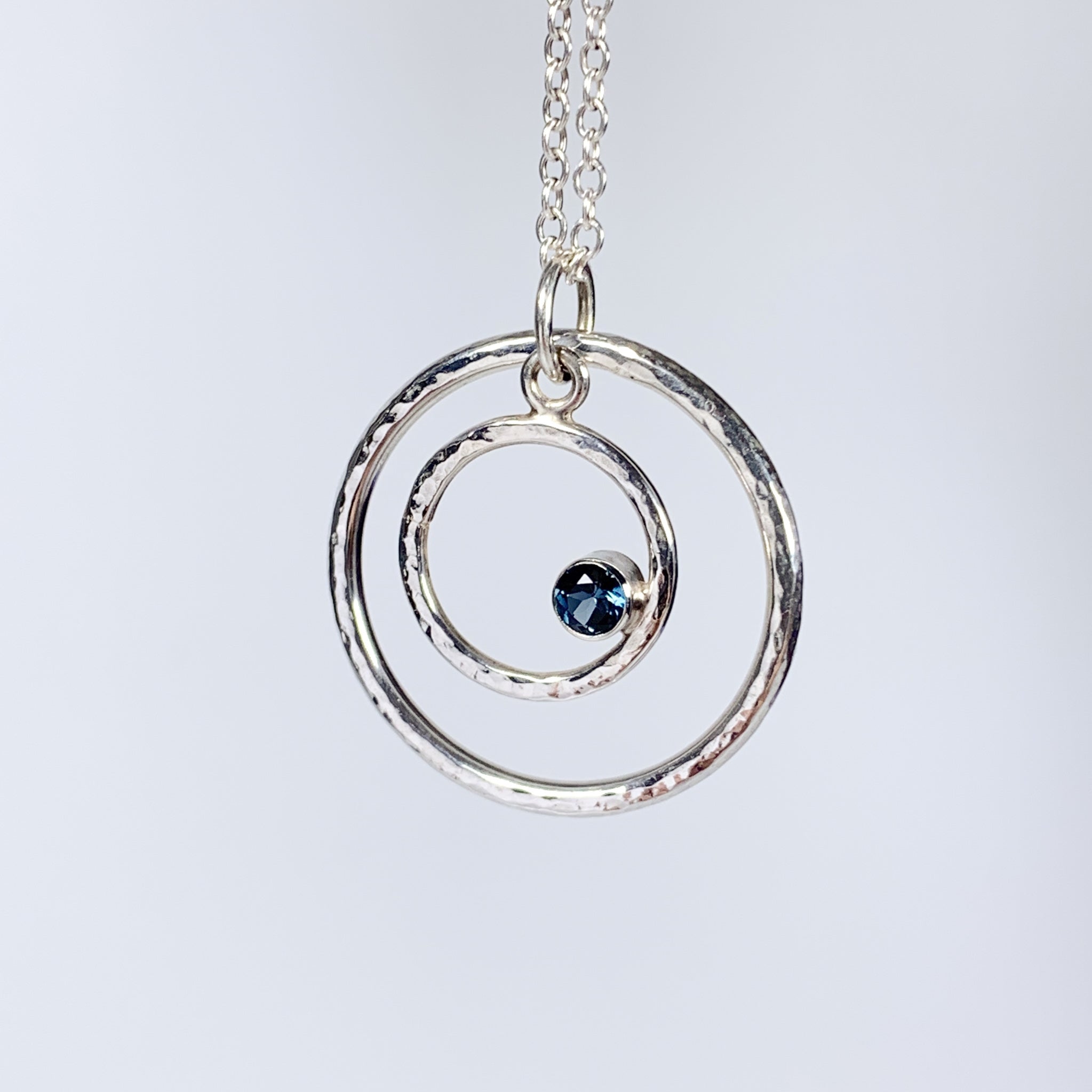 Caldera Eclissi Doppia London Blue Topaz Silver Pendant Necklace
