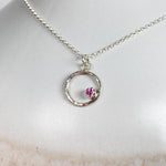 Caldera Eclissi Pink Sapphire Silver Pendant Necklace