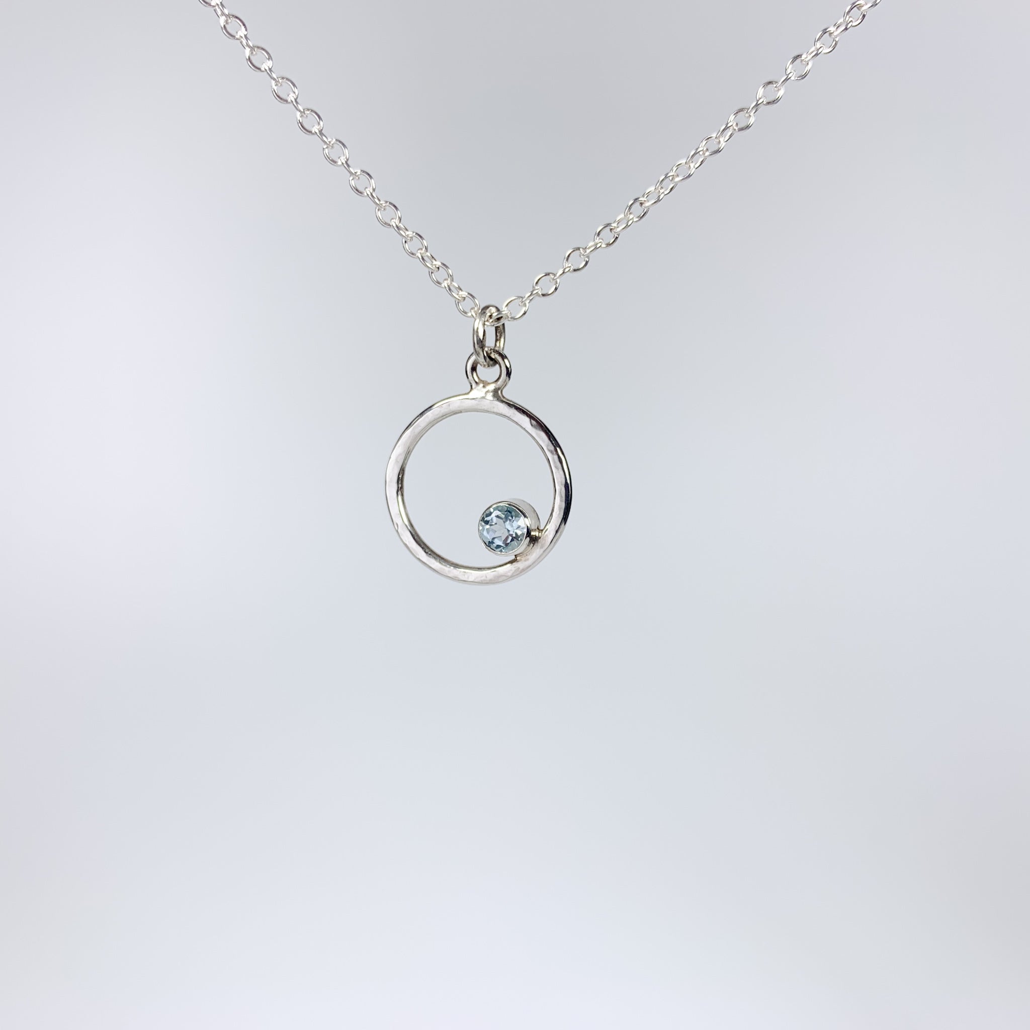Caldera Eclissi Sky Blue Topaz Silver Pendant Necklace