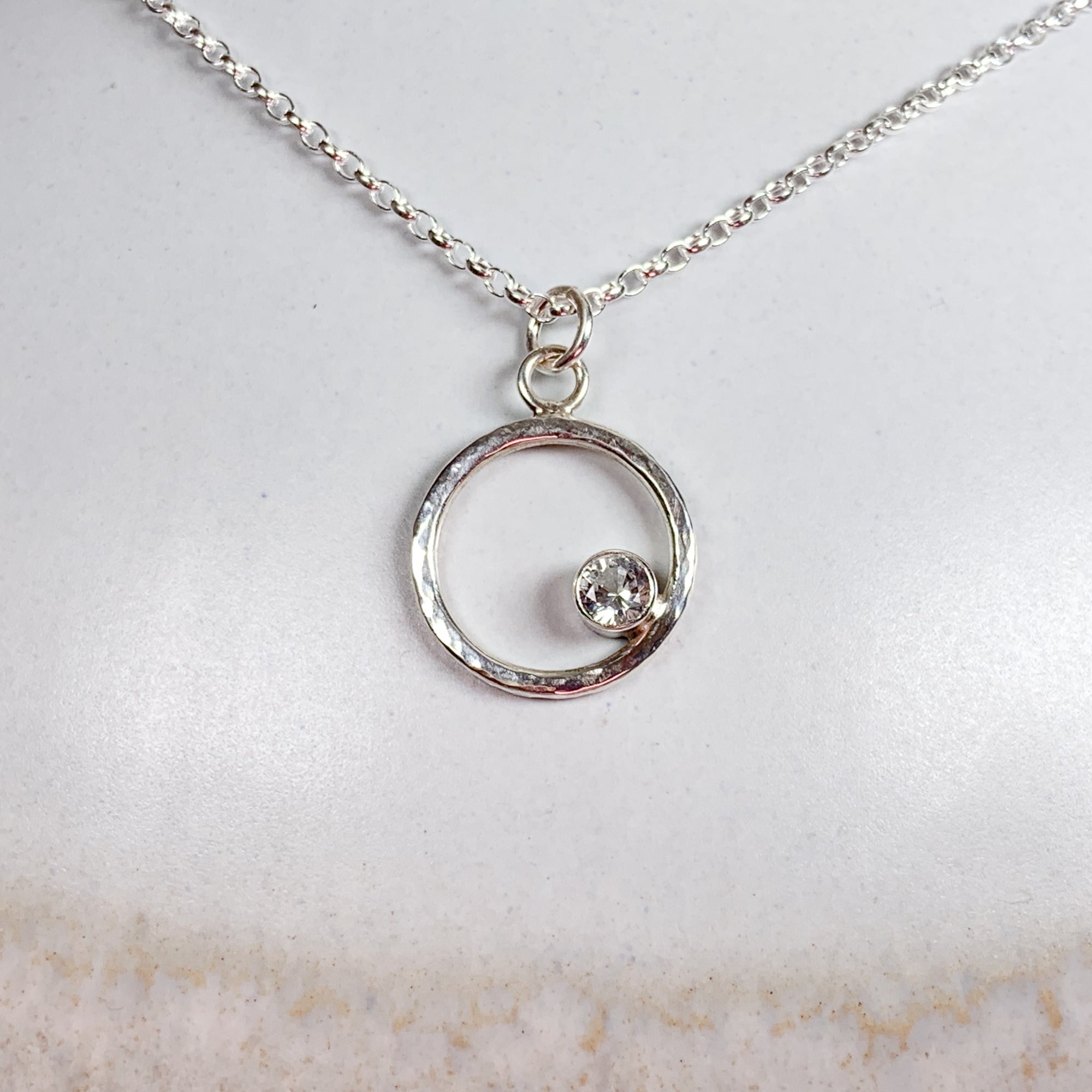 Caldera Eclissi White Sapphire Silver Pendant Necklace