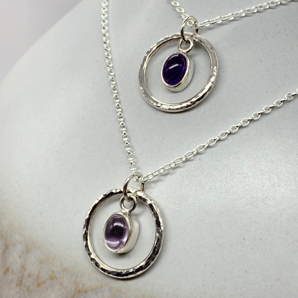 Caldera Iris Deep Purple Amethyst and Light Purple Amethyst Pendant Necklaces