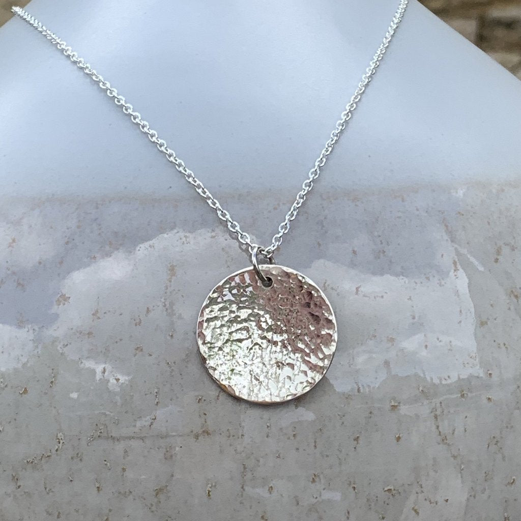 Caldera Lunelle hammered silver pendant on sterling silver chain