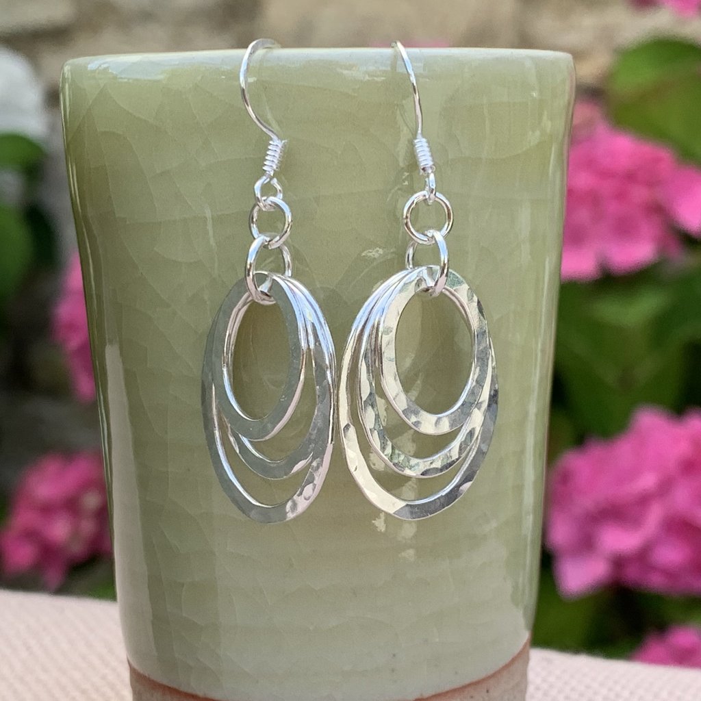 aldera ovale triplo handmade silver earrings
