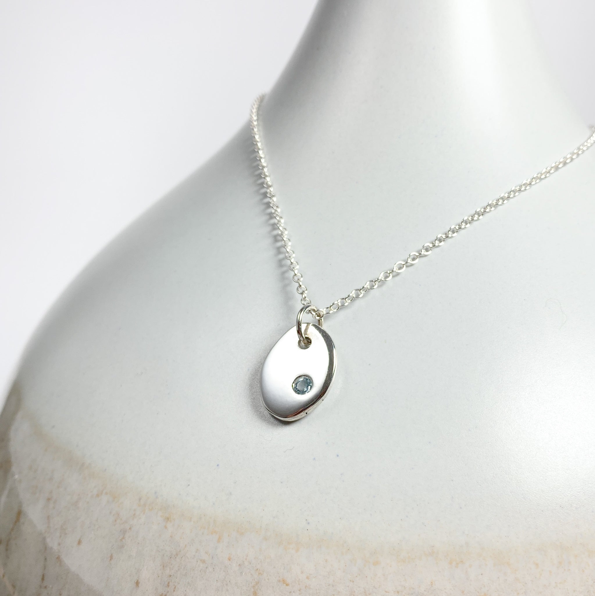 Silver Coast Charm Pendant with Sky Blue Topaz